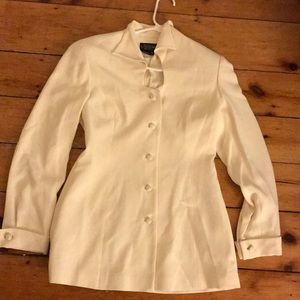 White silk jacket with detailed buttons